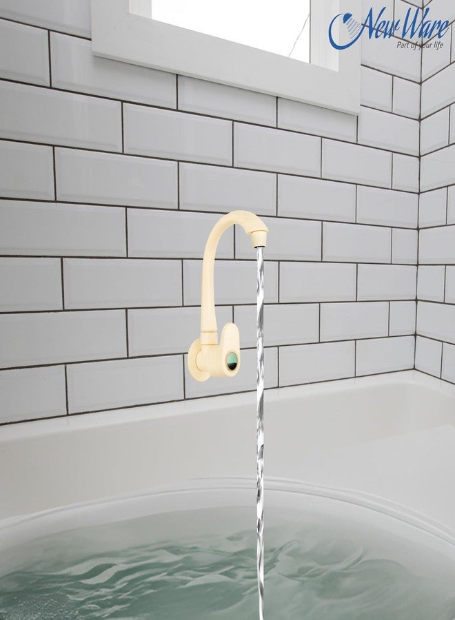 NEW WARE صنبور حوض جديد من مادة PVC مع شفة جدارية | صنبور بلاستيكي للمطبخ والحمام والحديقة والاستخدام الخارجي - Image 2